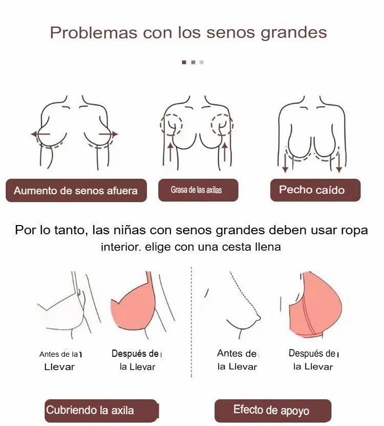 Sujetador de soporte superior sin aros  No más senos caídos